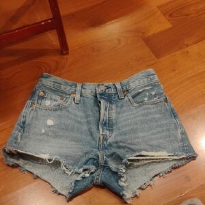 Levi's Light Blue Distressed Cutoff Denim Vintage Shorts